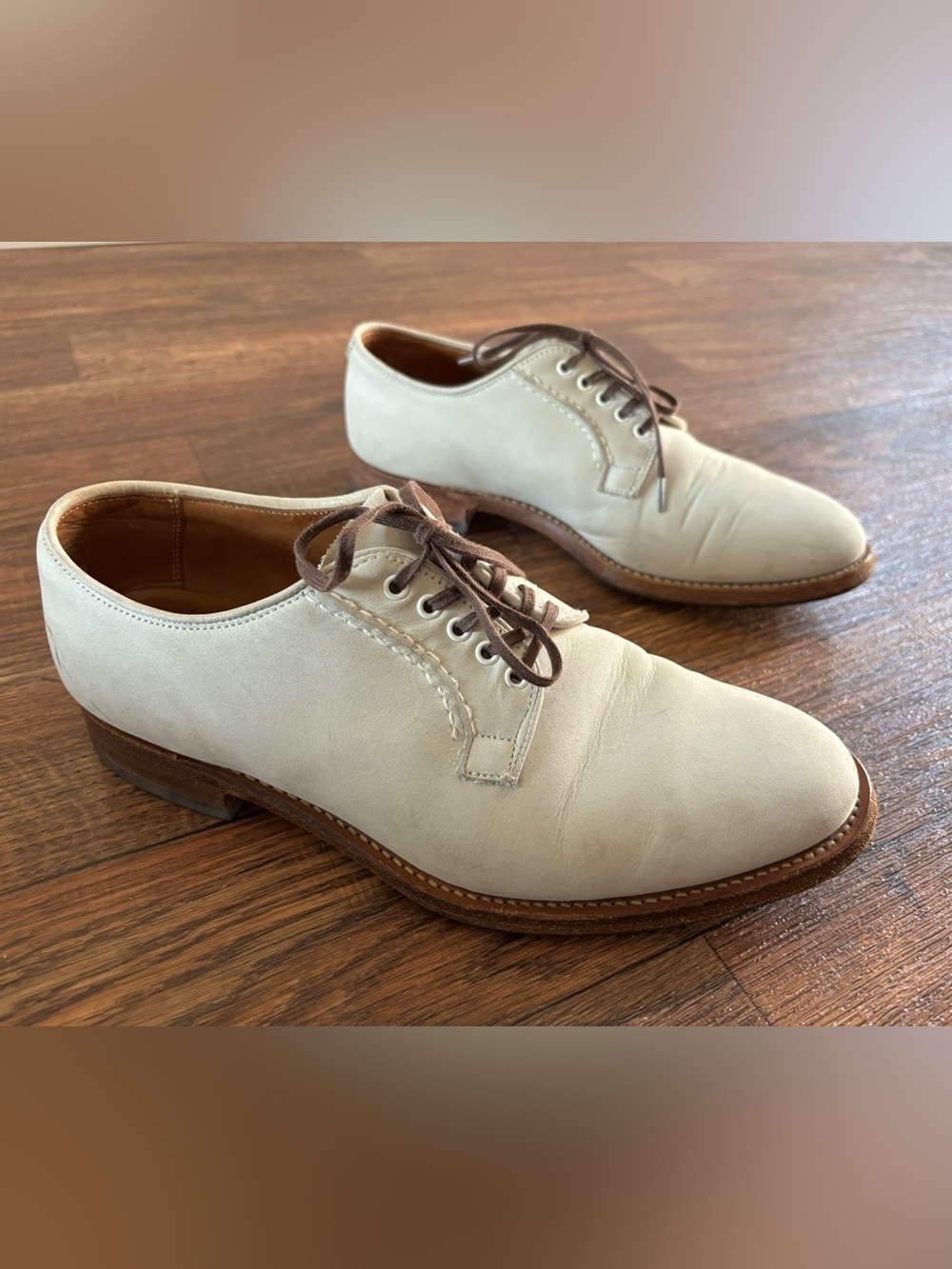 CHEANEY for EDIFICE Made in England White Buck Derby Shoes 7.5